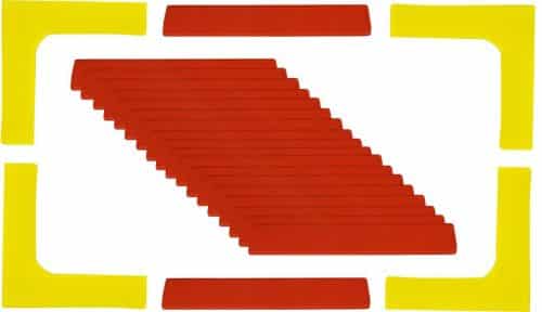 Empreintes de marquage au sol composé de : 20 lattes rouges (Longueur: 35cm-Largeur: 7