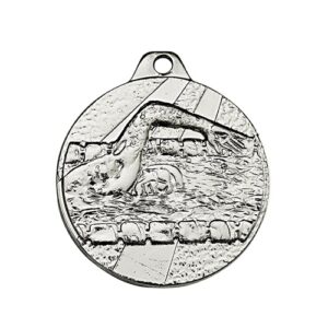 Médaille en fer de couleur argent de 32mm de diamètre représentant un nageur