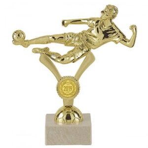 Sujet en plastique de couleur or pour trophée représentant un joueur de football