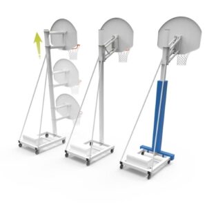 3 buts de basket mobiles avec têtes réglables en hauteur