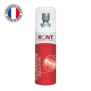 Spray désinfectant sans Alcool de 100 ml de couleur rouge et blanche