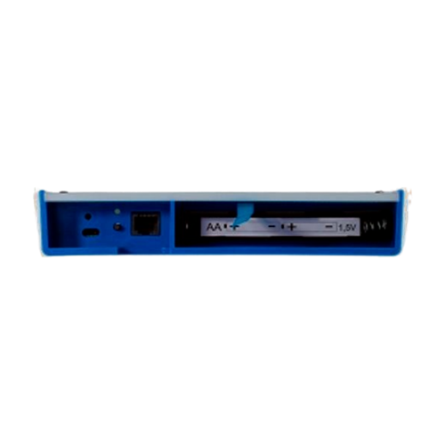 Vue de dessous d'une cible Hit & Miss pour pistolet laser de couleur bleue