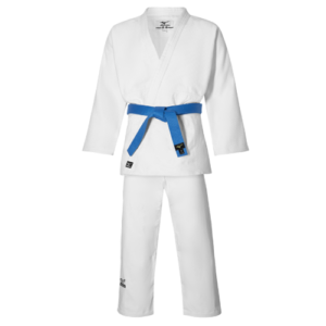 Kimono de judo de compétition Keiko blanc avec une ceinture bleue