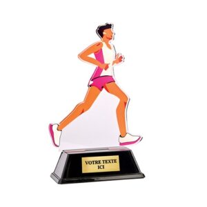 Trophée acrylique course 16 cm avec plaque personnalisée