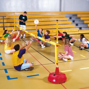Kit volley assis complet avec poteaux réglables et filet inclusif