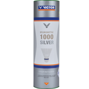 Volant de badminton Victor NS 1000 blanc medium en nylon, tube de 6 pour école, club et collectivité