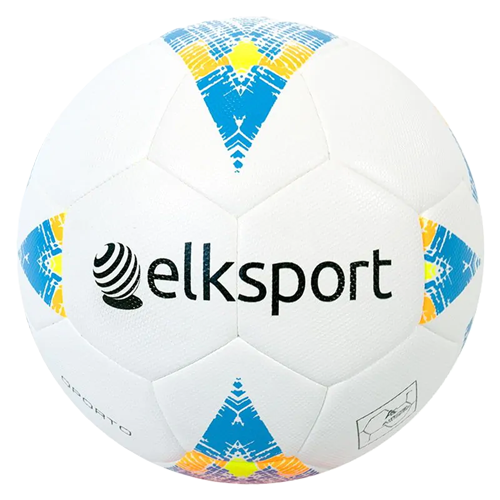 Ballon football Hybrid Plus, blanc à motifs de couleur, vue de face avec logo