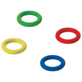 anneaux en caoutchouc souples rouge jaune vert bleu